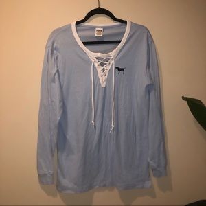 PINK LACE-UP LONG SLEEVE